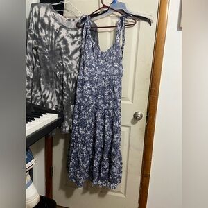 Blue Floral Sleeveless Dress